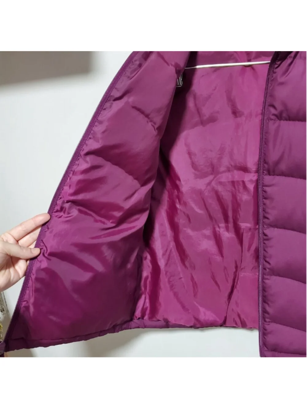 LANDS' END Down Filled Puffer Vest Purple Small Full Zip Winter Insulated Cozy